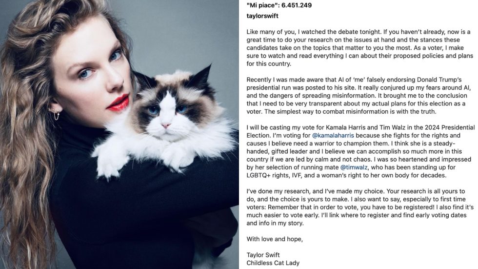 taylor swift supporta kamala harris